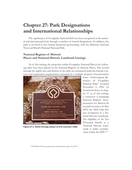 Chapter 27: Park Designations and International Relationships