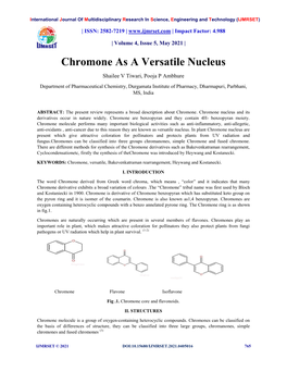 Chromone As a Versatile Nucleus