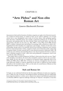 “Arte Plebea” and Non‐Elite Roman Art