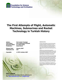 The First Attempts of Flight, Automatic Machines, Submarines and Rocket