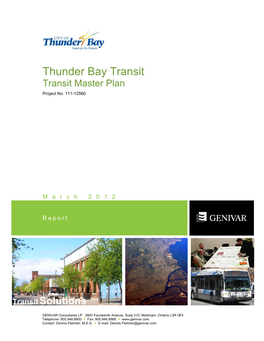 Thunder Bay Transit Transit Master Plan Project No