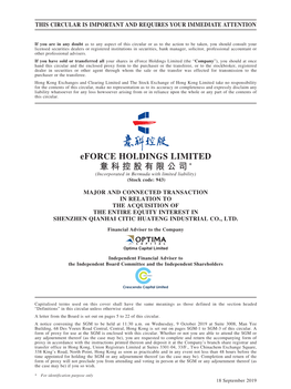 Eforce HOLDINGS LIMITED 意科控股有限公司* (Incorporated in Bermuda with Limited Liability) (Stock Code: 943)