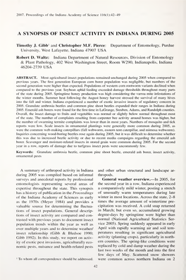 Proceedings of the Indiana Academy of Science 1 16(L):42-49