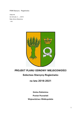 PROJEKT PLANU ODNOWY MIEJSCOWOŚCI Sołectwa Starzyny-Rogierówko