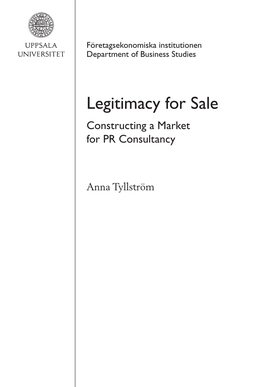 Legitimacy for Sale: Constructing a Market for PR Consultancy