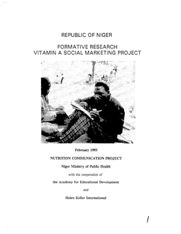 Republic of Niger Formative Research Vitamin a Social