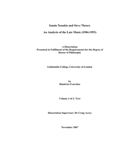 Iannis Xenakis and Sieve Theory