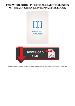 Read Book Password Book : Include Alphabetical Index with Dark Green