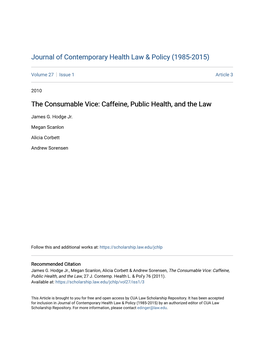 Caffeine, Public Health, and the Law