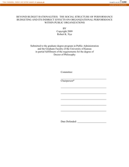 Beyond Budget Rationalities: the Social Structure of Performance Budgeting and Its Indirect Effects on Organizational Performance Within Public Organizations