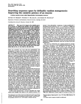 Searching Sequence Space by Definably Random Mutagenesis: Improving the Catalytic Potency of an Enzyme