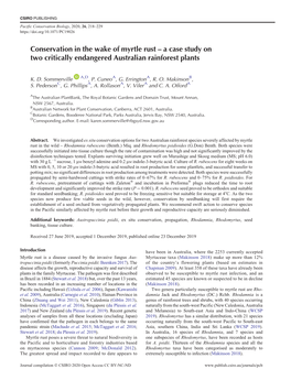 Conservation in the Wake of Myrtle Rust – a Case Study on Two Critically Endangered Australian Rainforest Plants