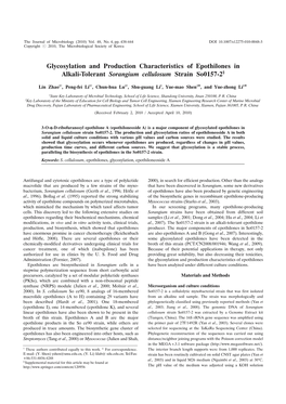 Glycosylation and Production Characteristics of Epothilones in Alkali-Tolerant Sorangium Cellulosum Strain So0157-2§