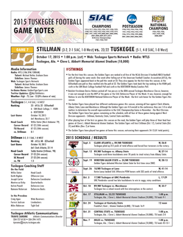 2015 Tuskegee Football Game Notes