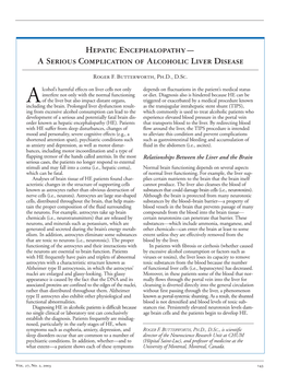 Hepatic Encephalopathy—A Serious Complication of Alcoholic Liver Disease