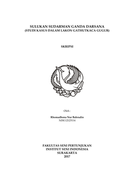 Sulukan Sudarman Ganda Darsana (Studi Kasus Dalam Lakon Gathutkaca Gugur)