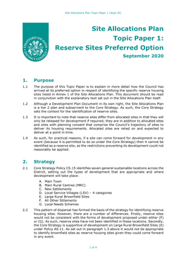 Reserve Sites Preferred Options Topic Paper