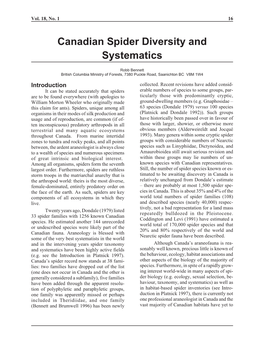 Canadian Spider Diversity and Systematics