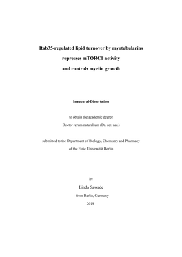 Rab35-Regulated Lipid Turnover by Myotubularins Represses Mtorc1 Activity and Controls Myelin Growth