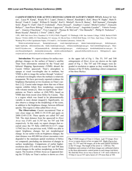 Cassini Evidence for Active Cryovolcanism on Saturn’S Moon Titan