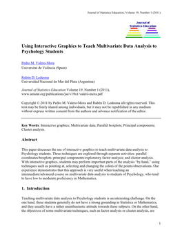 Using Interactive Graphics to Teach Multivariate Data Analysis to Psychology Students