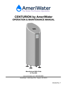 CENTURION by Ameriwater OPERATION & MAINTENANCE MANUAL