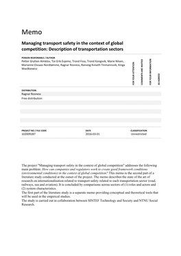 Managing Transport Safety in the Context of Global Competition: Description of Transportation Sectors