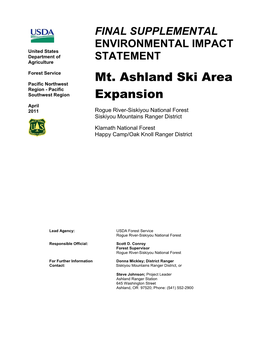 Mt. Ashland Ski Area Expansion