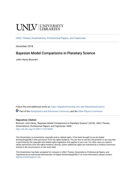 Bayesian Model Comparisons in Planetary Science