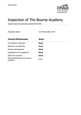 Inspection Report: the Bourne Academy 19–20 November 2019 2