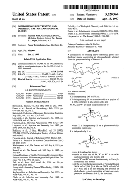 United States Patent (19) 11) Patent Number: 5,620,964 Roth Et Al