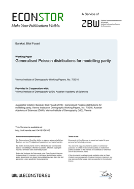 Generalised Poisson Distributions for Modelling Parity