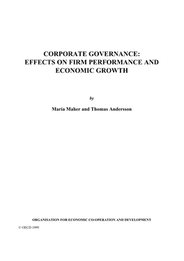 Corporate Governance: Effects on Firm Performance and Economic Growth