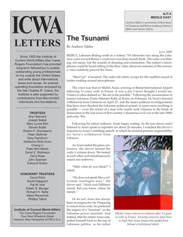 The Tsunami LETTERS by Andrew Tabler
