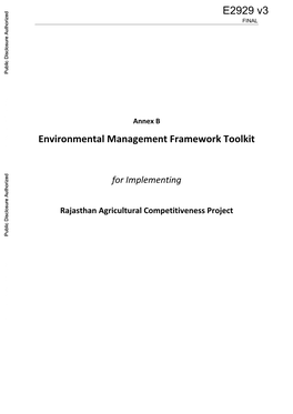 Annex B Environmental Management Framework Toolkit