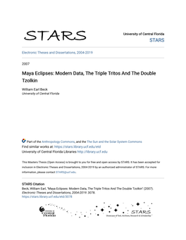 Maya Eclipses: Modern Data, the Triple Tritos and the Double Tzolkin