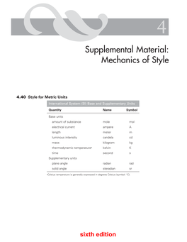 Supplemental Material: Mechanics of Style