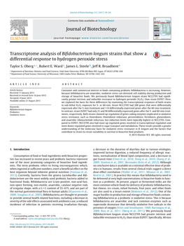 Transcriptome Analysis of Bifidobacterium Longum Strains That Show a Differential Response to Hydrogen Peroxide Stress