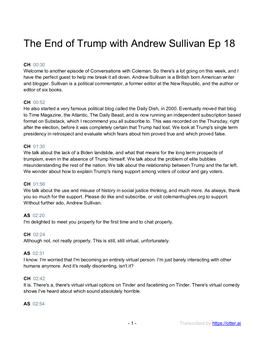 The End of Trump with Andrew Sullivan Ep 18