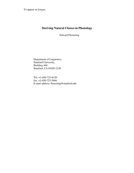 Deriving Natural Classes in Phonology