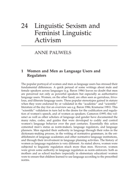 24 Linguistic Sexism and Feminist Linguistic Activism