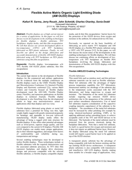 Flexible Active Matrix Organic Light Emitting Diode (AM OLED) Displays