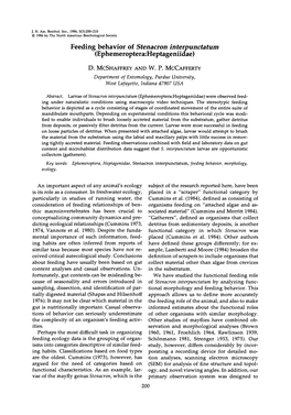 Feeding Behavior of Stenacron Interpunctatum (Ephemer0ptera:Heptageniidae)