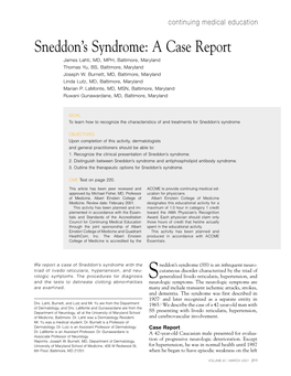 Sneddon's Syndrome: a Case Report