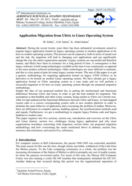 Application Migration from Ultrix to Linux Operating System