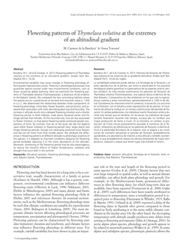 Flowering Patterns of Thymelaea Velutina at the Extremes of an Altitudinal Gradient