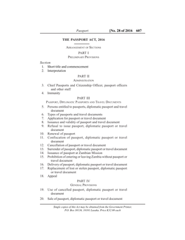 Passport Act No. 28 of 2016 Pmd.Pmd