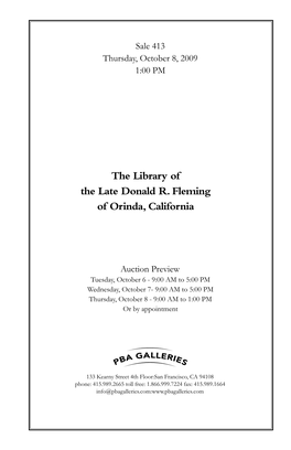 The Library of the Late Donald R. Fleming of Orinda, California