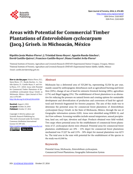 Areas with Potential for Commercial Timber Plantations of Enterolobium Cyclocarpum (Jacq.) Griseb