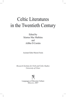 Celtic Literatures in the Twentieth Century